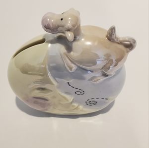 Lusterware Hand Painted Coin Bank